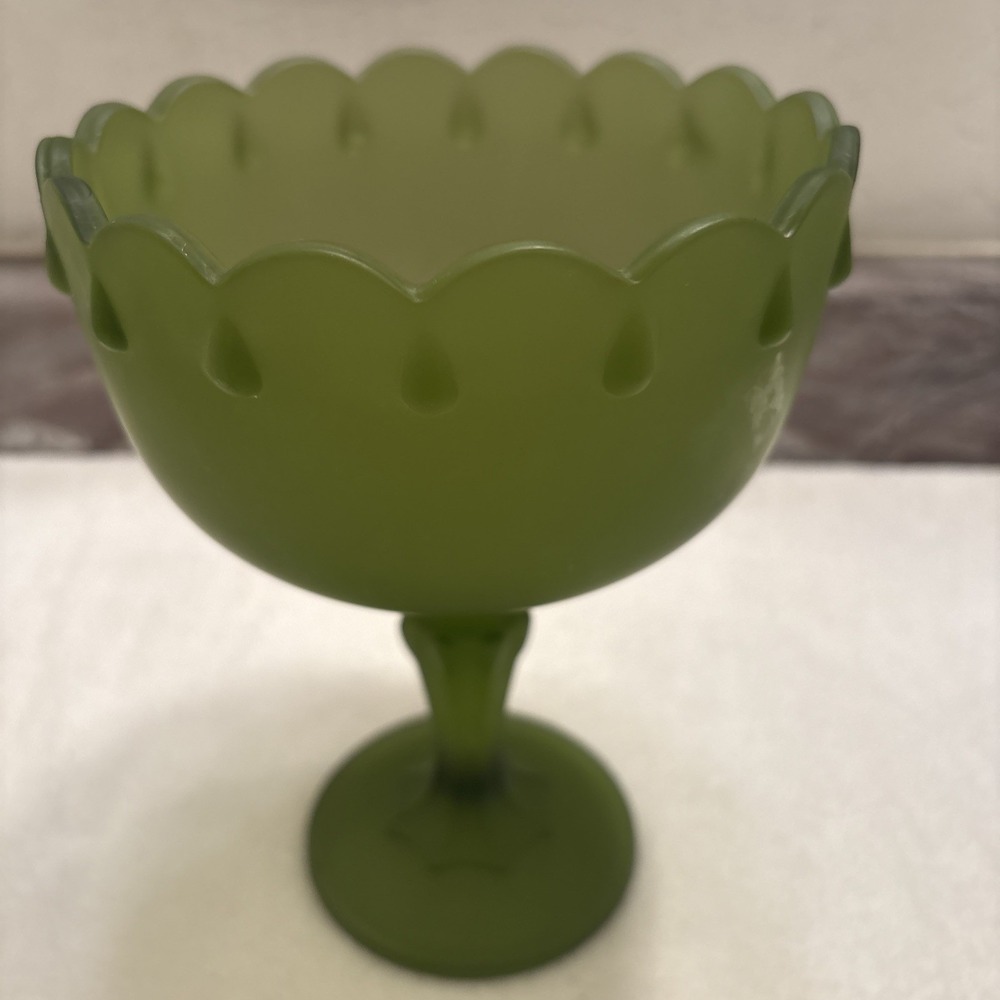 Vintage Frosted Indiana Glass Tear Drop Pedestal Candle Holder 7.5 in Tall